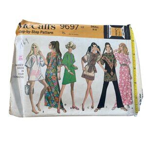 60s McCalls 9697 Sewing Pattern Size Small Misses Dress In Four Lengths UNCUT